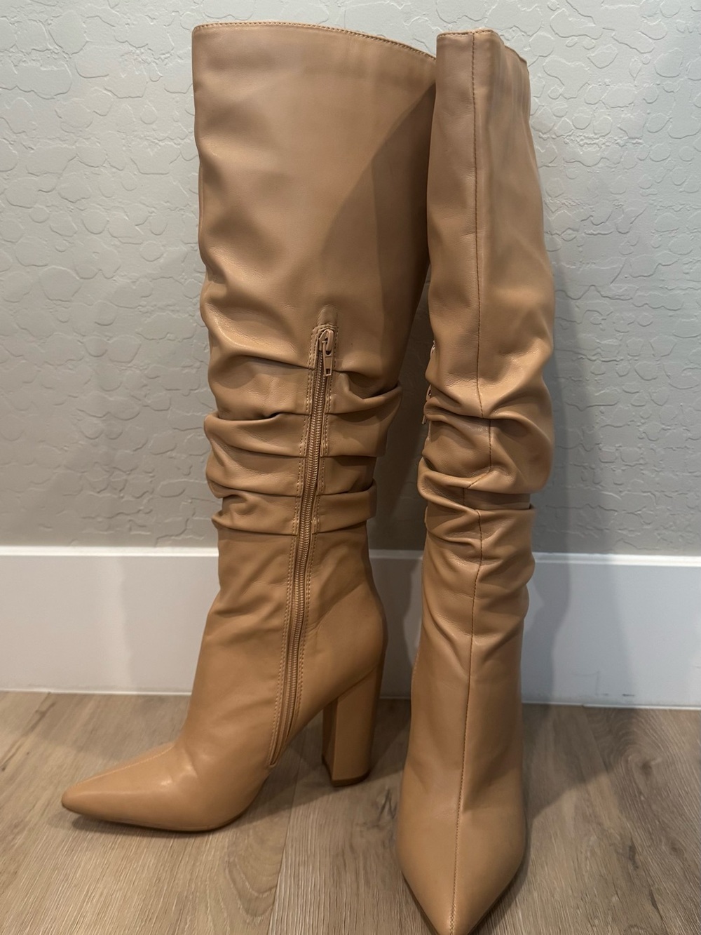 Women's Tall Slouch Pointed-Toe Boots in Tan
